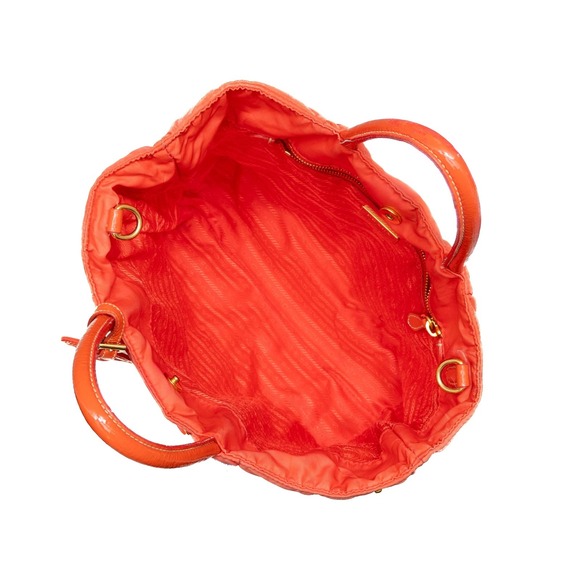 Authentic Prada Quilted Bomber Tessuto Nylon 2 way Tote Bag – Coral Orange - Picture 7 of 10